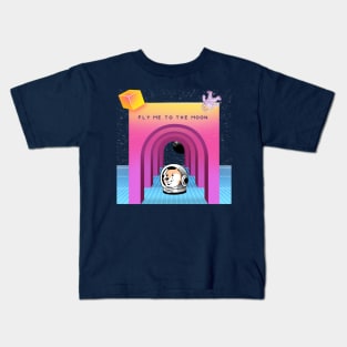 Dogecoin fly to the moon 5 Kids T-Shirt